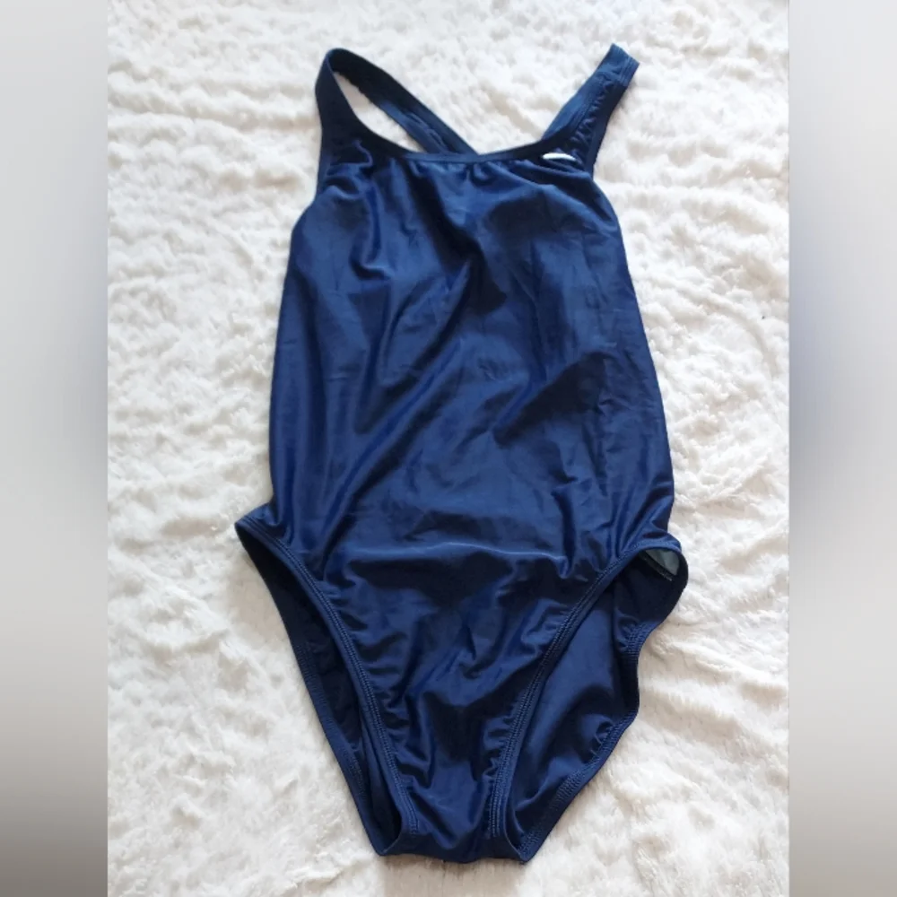 Nike Navy Blue One-Piece Swimwear Athletic Sz-12_6